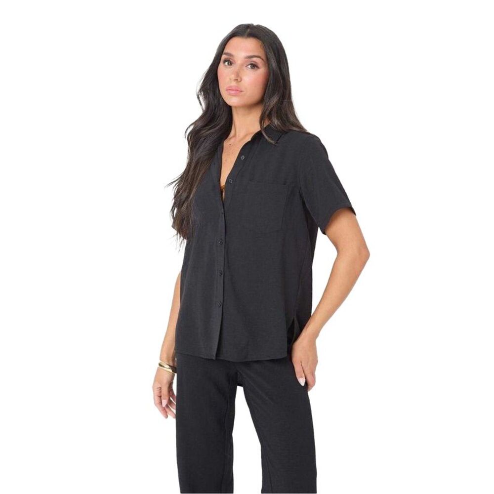 I Saw It First Womens/Ladies Crepe Boxy Oversized Shirt / Black
